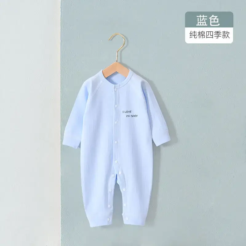 Baby Cotton Jumpsuit Blue Long Sleeve Newborn - Image 2