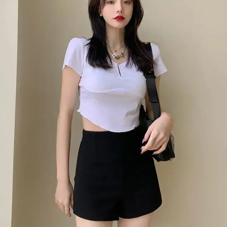 Women Black High Waist Shorts 2024 Spring Summer - Image 3