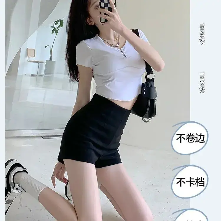 Women Black High Waist Shorts 2024 Spring Summer - Image 5