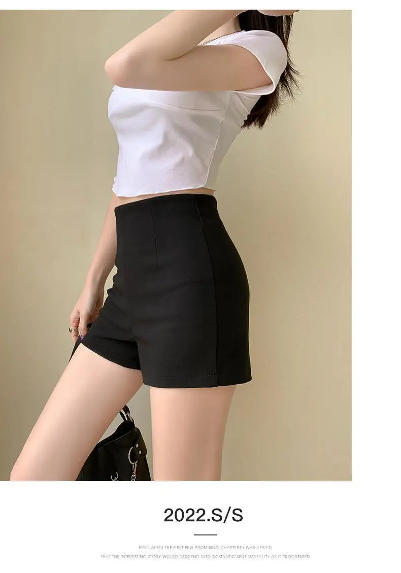 Women Black High Waist Shorts 2024 Spring Summer — feature 17