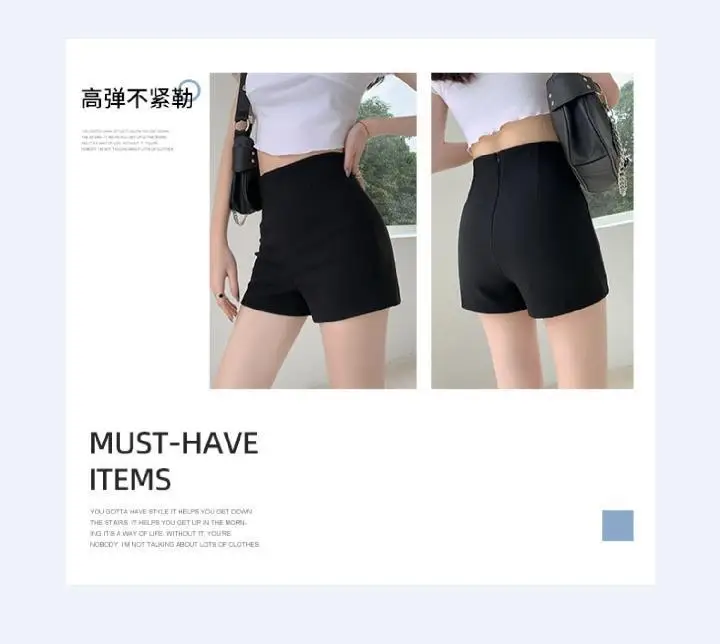 Women Black High Waist Shorts 2024 Spring Summer — feature 4