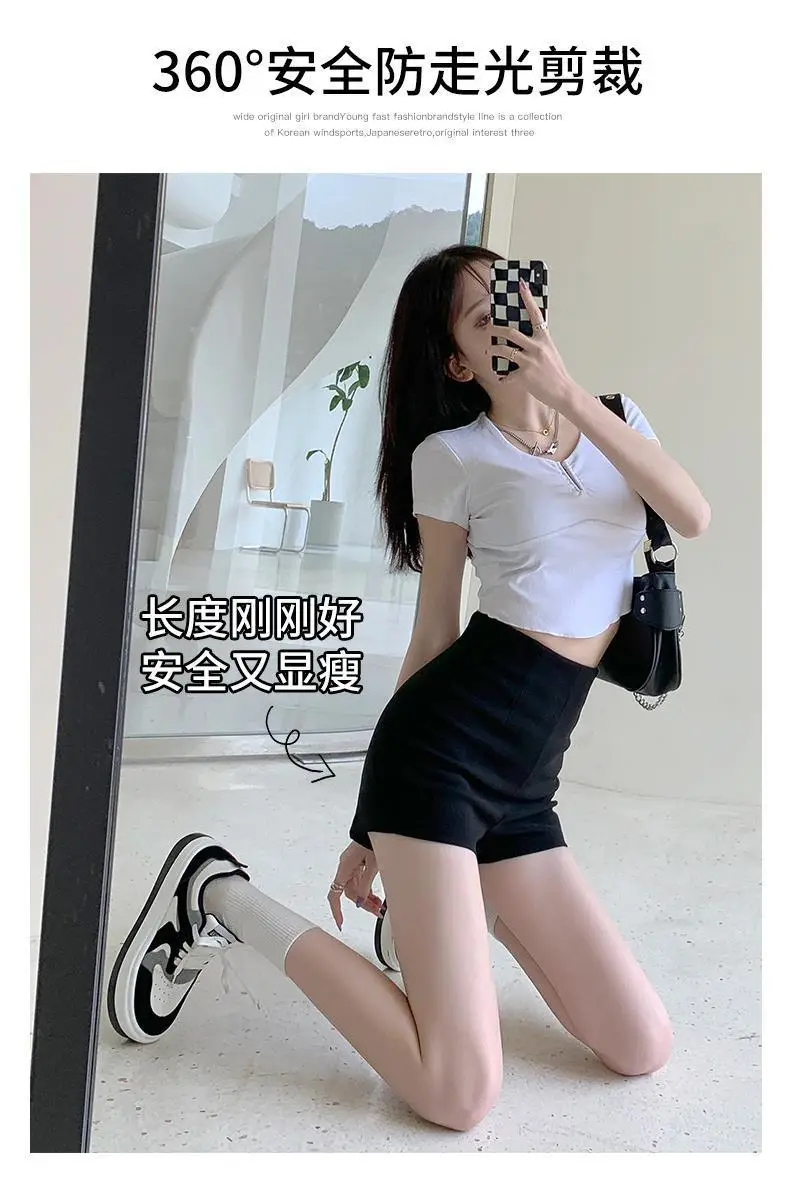 Women Black High Waist Shorts 2024 Spring Summer — feature 9