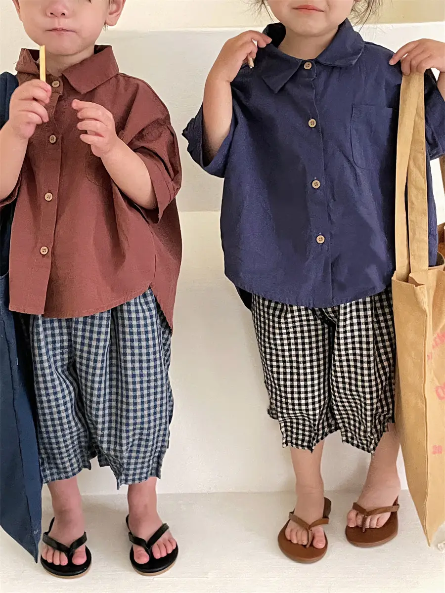 Jiaye 2024 Cotton Linen Plaid Capri Pants for Boys Girls - Image 5