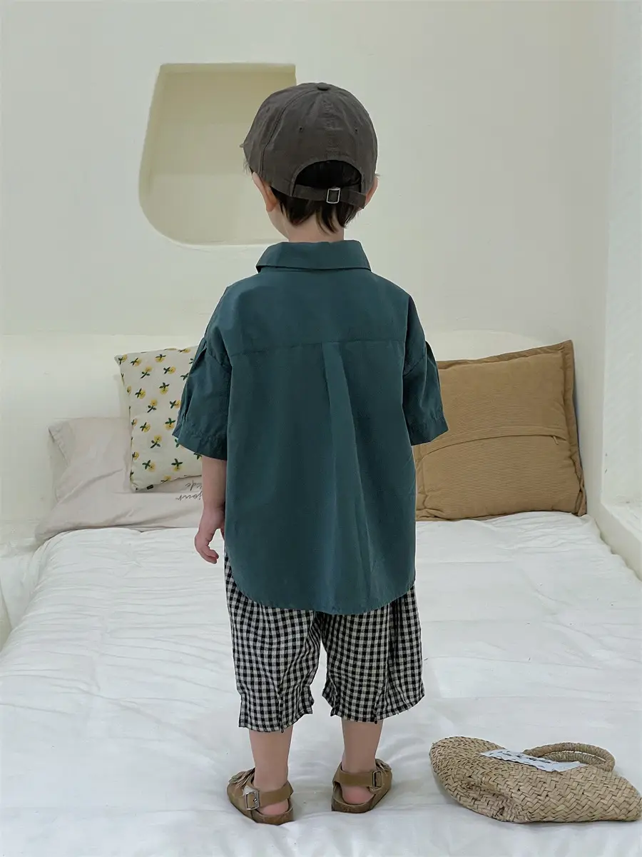 Jiaye 2024 Cotton Linen Plaid Capri Pants for Boys Girls — feature 9