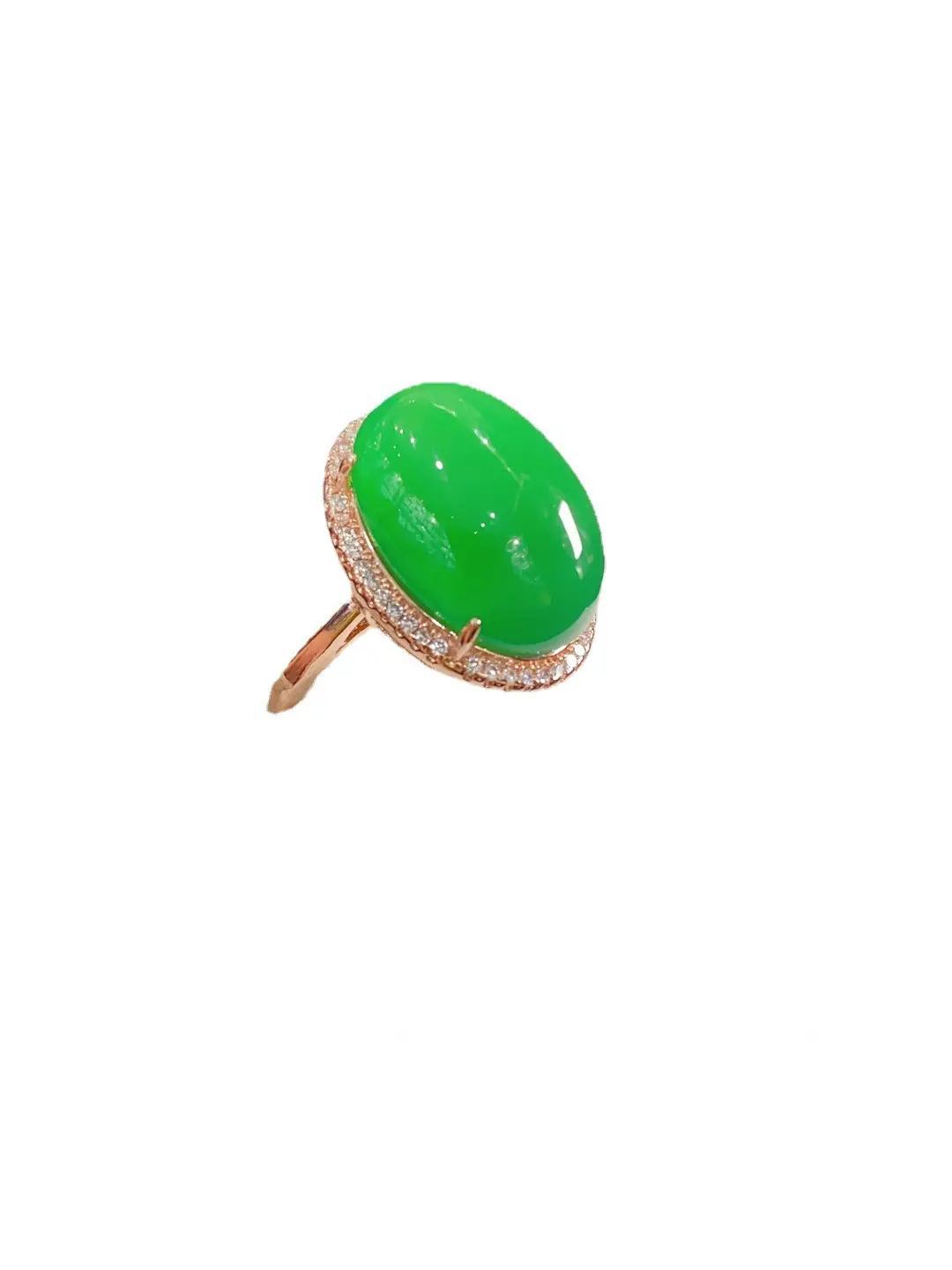 Green Inlaid Electroplated 18K Rose Gold Ring - Image 5