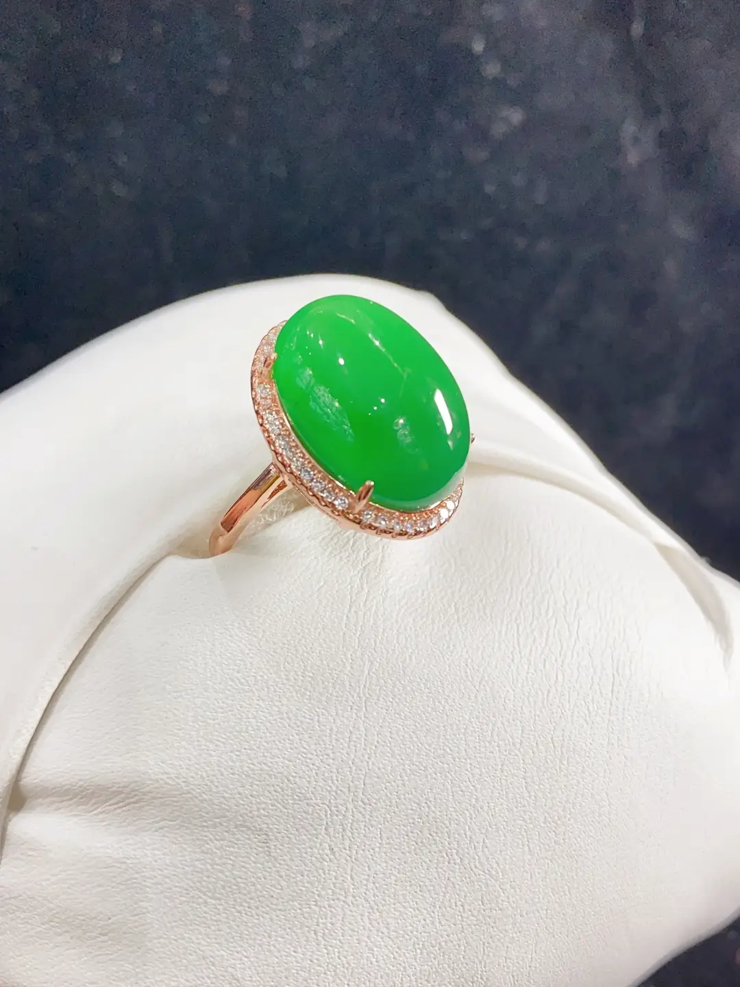 Green Inlaid Electroplated 18K Rose Gold Ring — feature 17