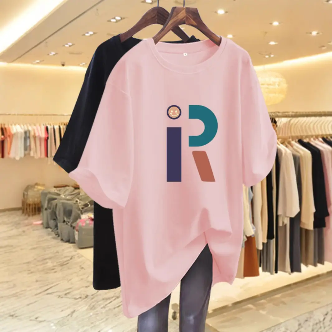 Heavy European Loose plus size Short-sleeved Cotton T-shirt Women's 2025 Summer New Shoulder Slimming T-shirt Top Ins