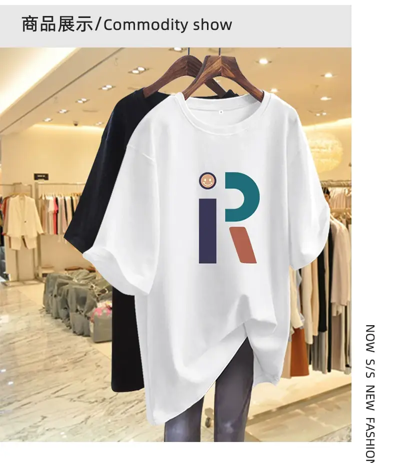 Heavy European Loose plus size Short-sleeved Cotton T-shirt Women's 2025 Summer New Shoulder Slimming T-shirt Top Ins — feature 4