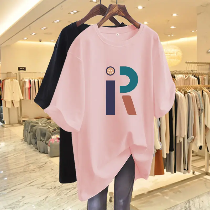 Heavy European Loose plus size Short-sleeved Cotton T-shirt Women's 2025 Summer New Shoulder Slimming T-shirt Top Ins