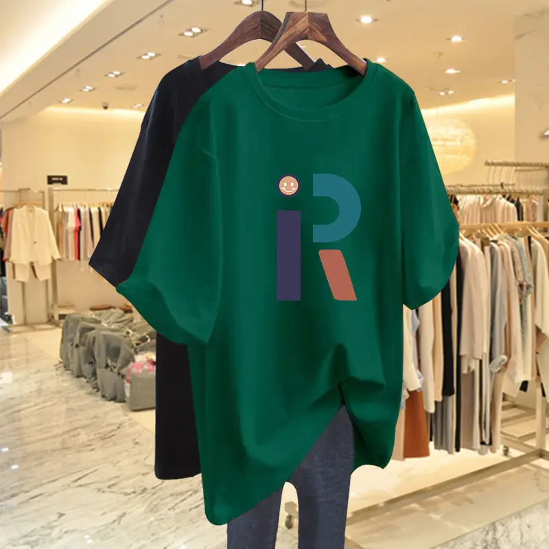 Heavy European Loose plus size Short-sleeved Cotton T-shirt Women's 2025 Summer New Shoulder Slimming T-shirt Top Ins