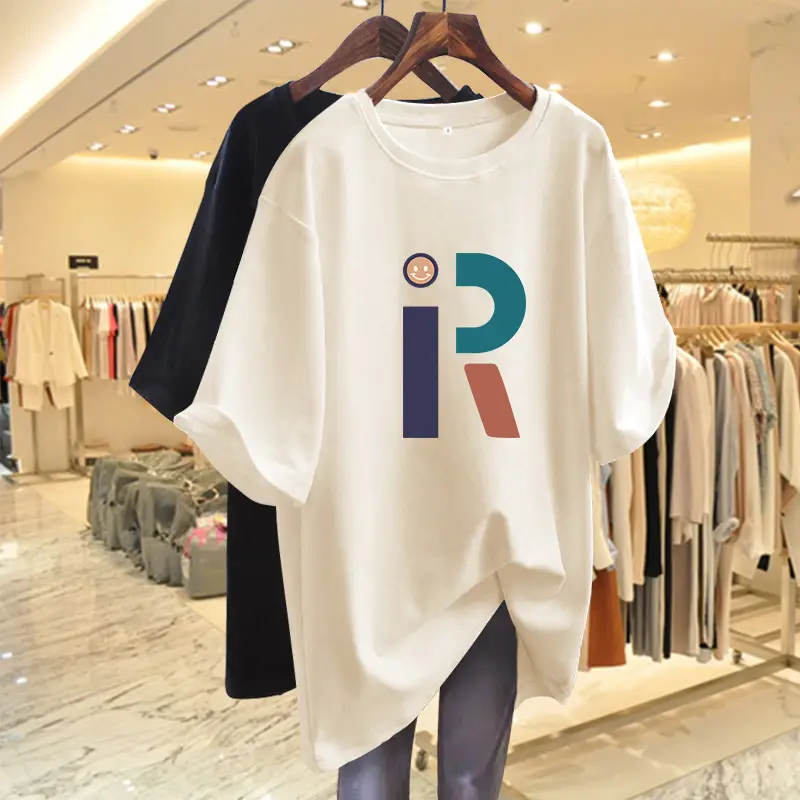 Heavy European Loose plus size Short-sleeved Cotton T-shirt Women's 2025 Summer New Shoulder Slimming T-shirt Top Ins