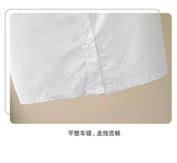 Girls White Collar Shirt Short Sleeve Cotton Summer Wear — feature 11