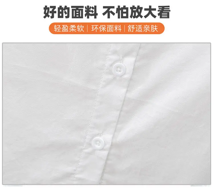 Girls White Collar Shirt Short Sleeve Cotton Summer Wear — feature 4