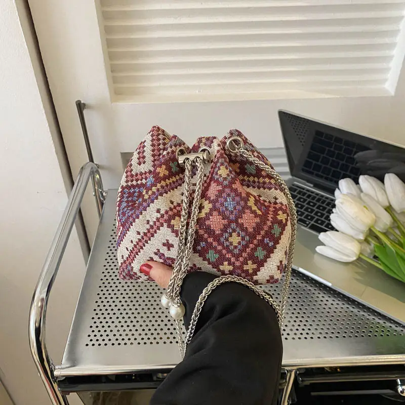 Women's Blue White Chain Crossbody Bag 2023 Spring Summer - Image 7