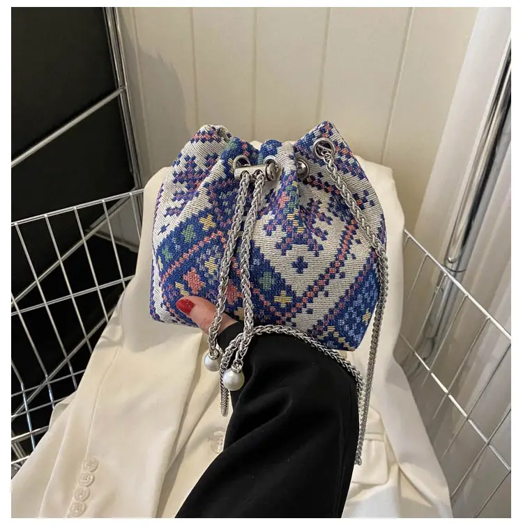 Women's Blue White Chain Crossbody Bag 2023 Spring Summer — feature 22