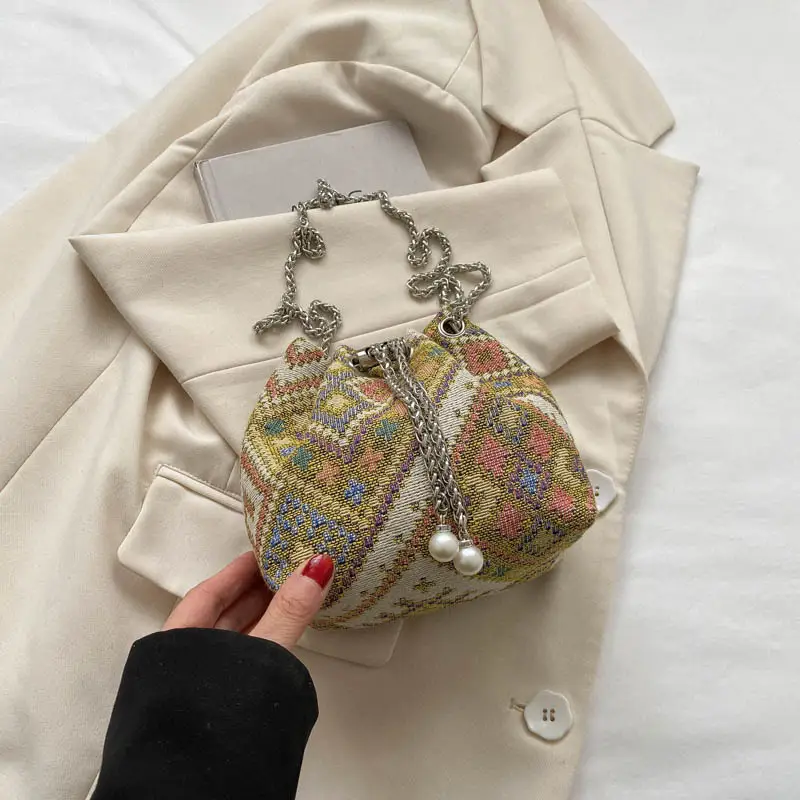 Women's Blue White Chain Crossbody Bag 2023 Spring Summer - Image 2