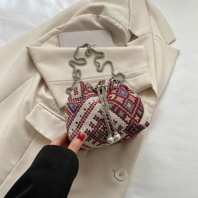 Women's Blue White Chain Crossbody Bag 2023 Spring Summer - Image 3