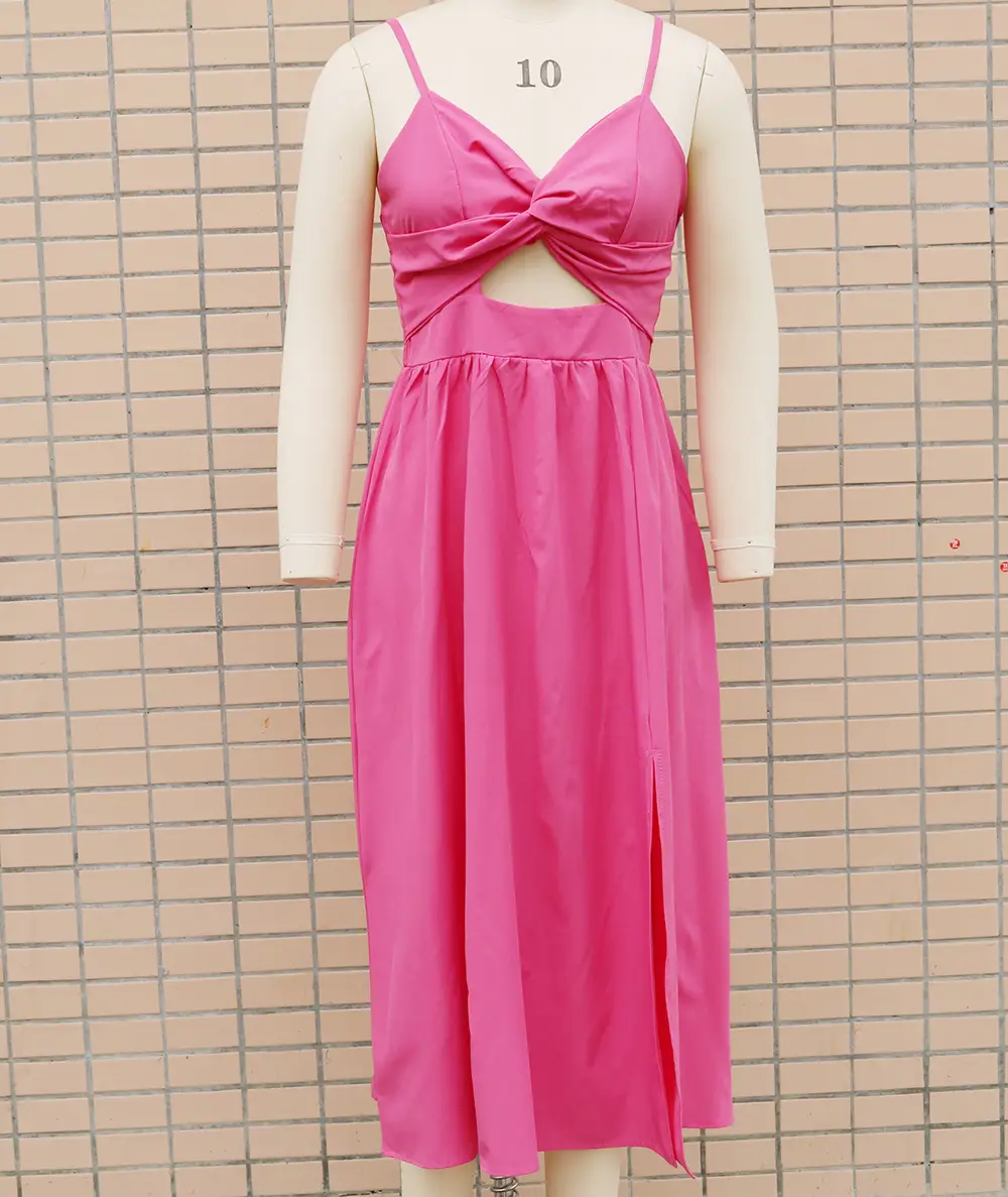 2023 New Fashion Women's Pink Sling Dress with High Slit — feature 20