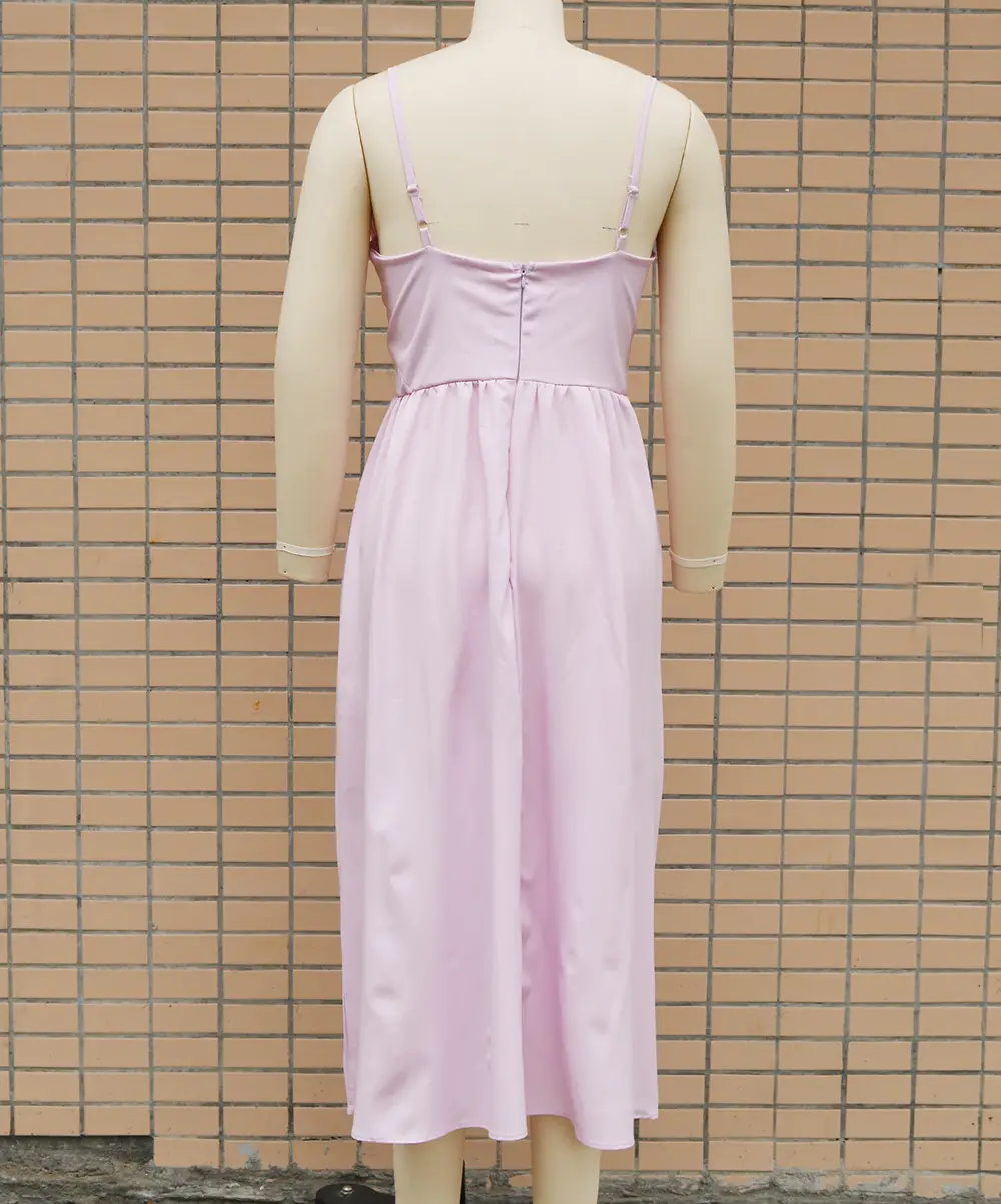 2023 New Fashion Women's Pink Sling Dress with High Slit — feature 25