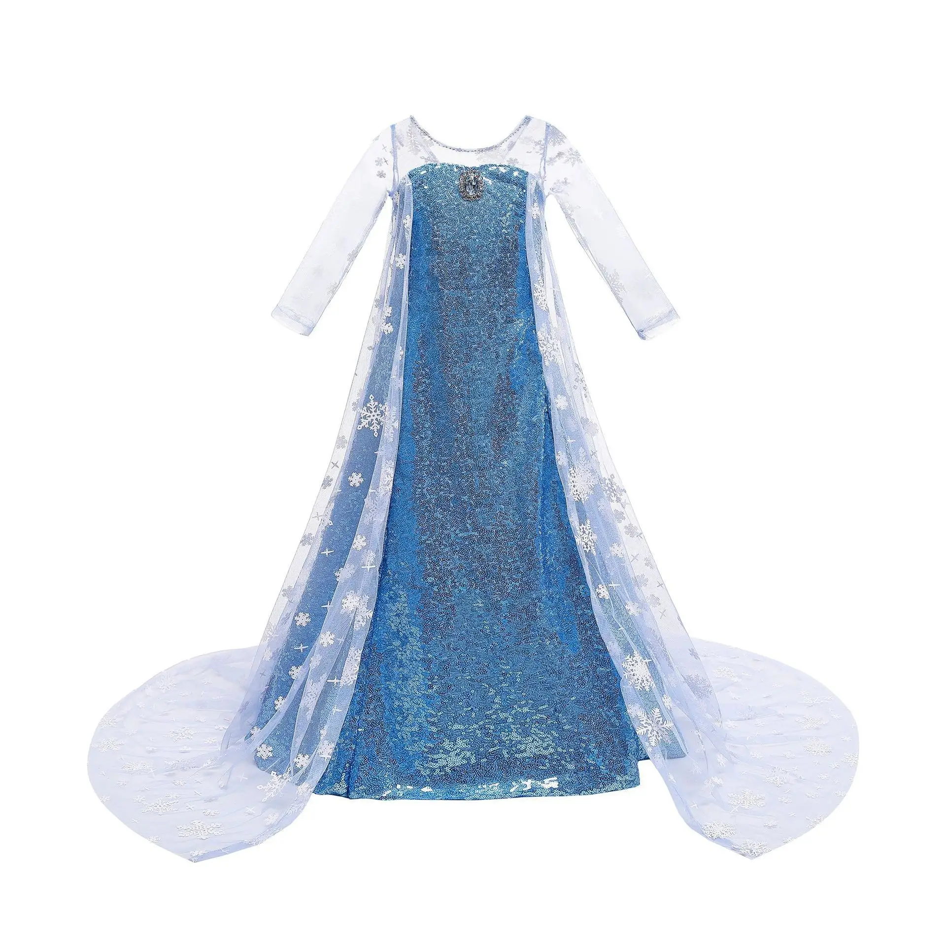 Aisha Princess Dress Blue Frozen Girls Western Style - Image 18