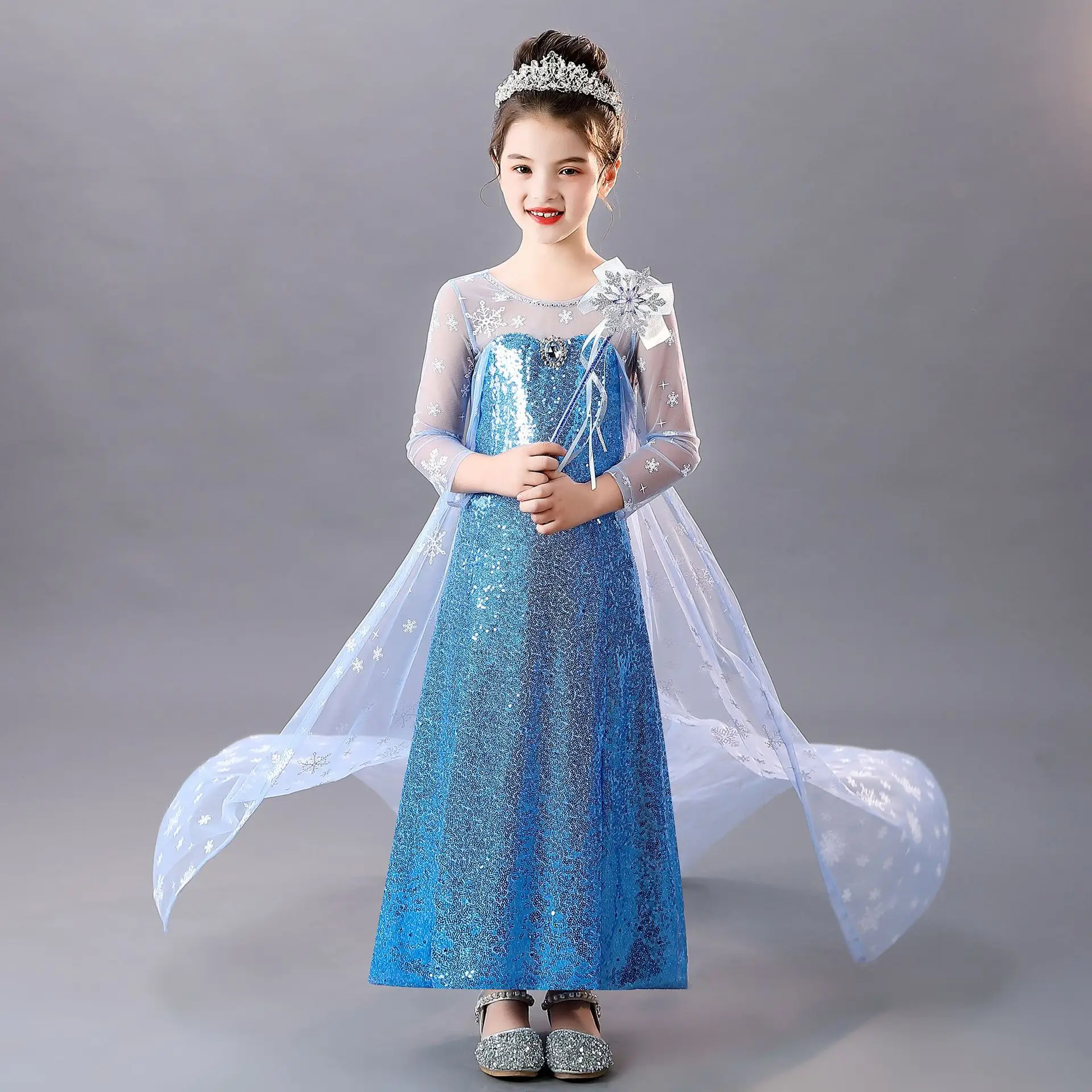 Aisha Princess Dress Blue Frozen Girls Western Style — feature 2