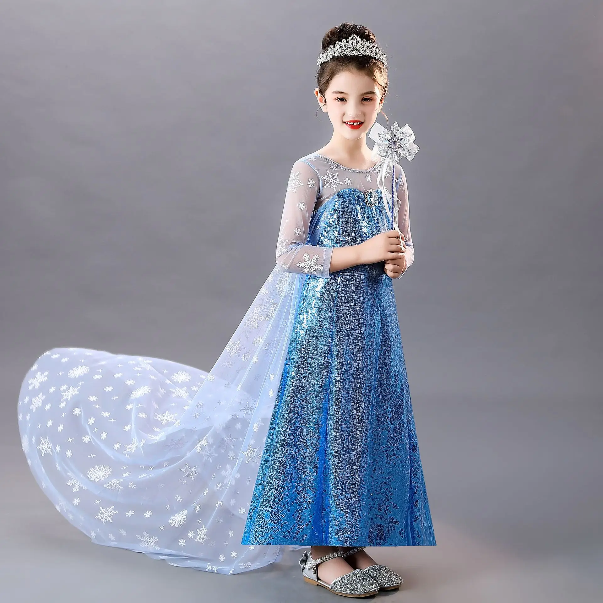Aisha Princess Dress Blue Frozen Girls Western Style — feature 4