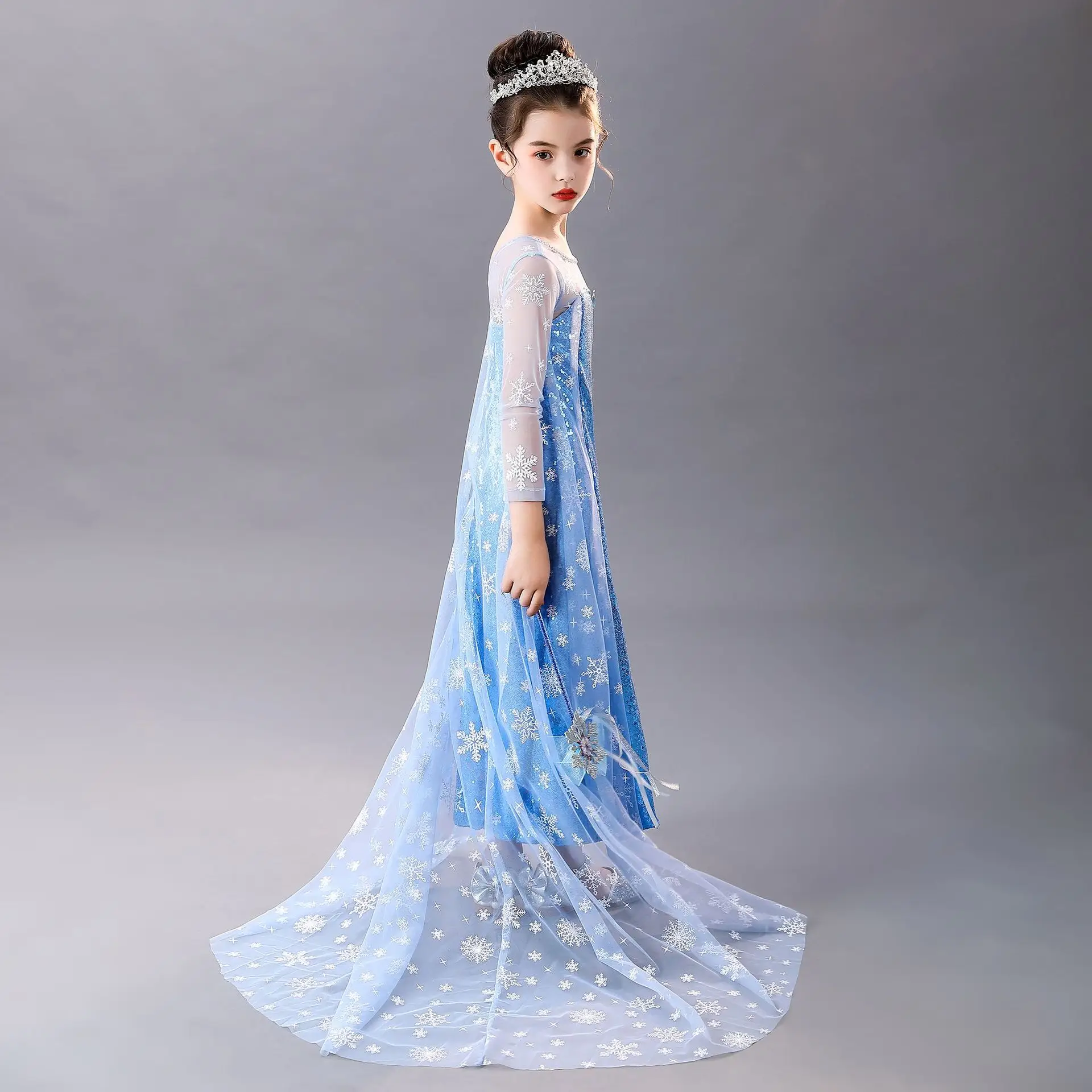 Aisha Princess Dress Blue Frozen Girls Western Style — feature 7