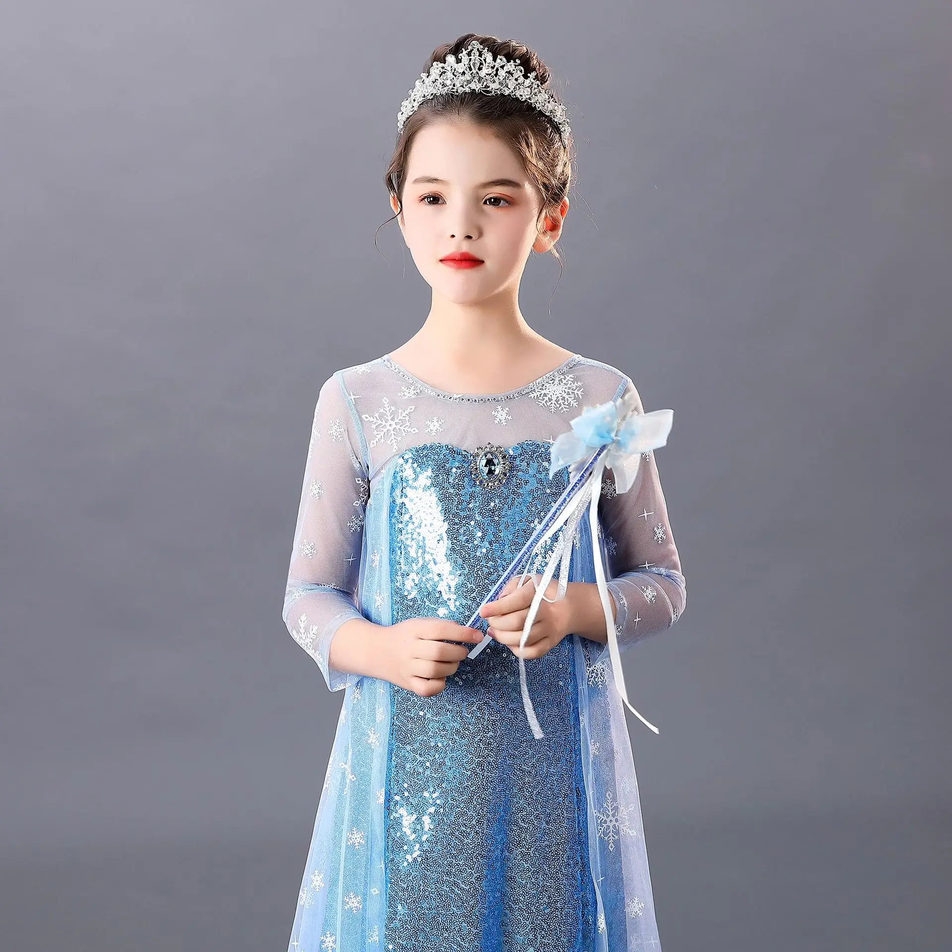 Aisha Princess Dress Blue Frozen Girls Western Style — feature 8