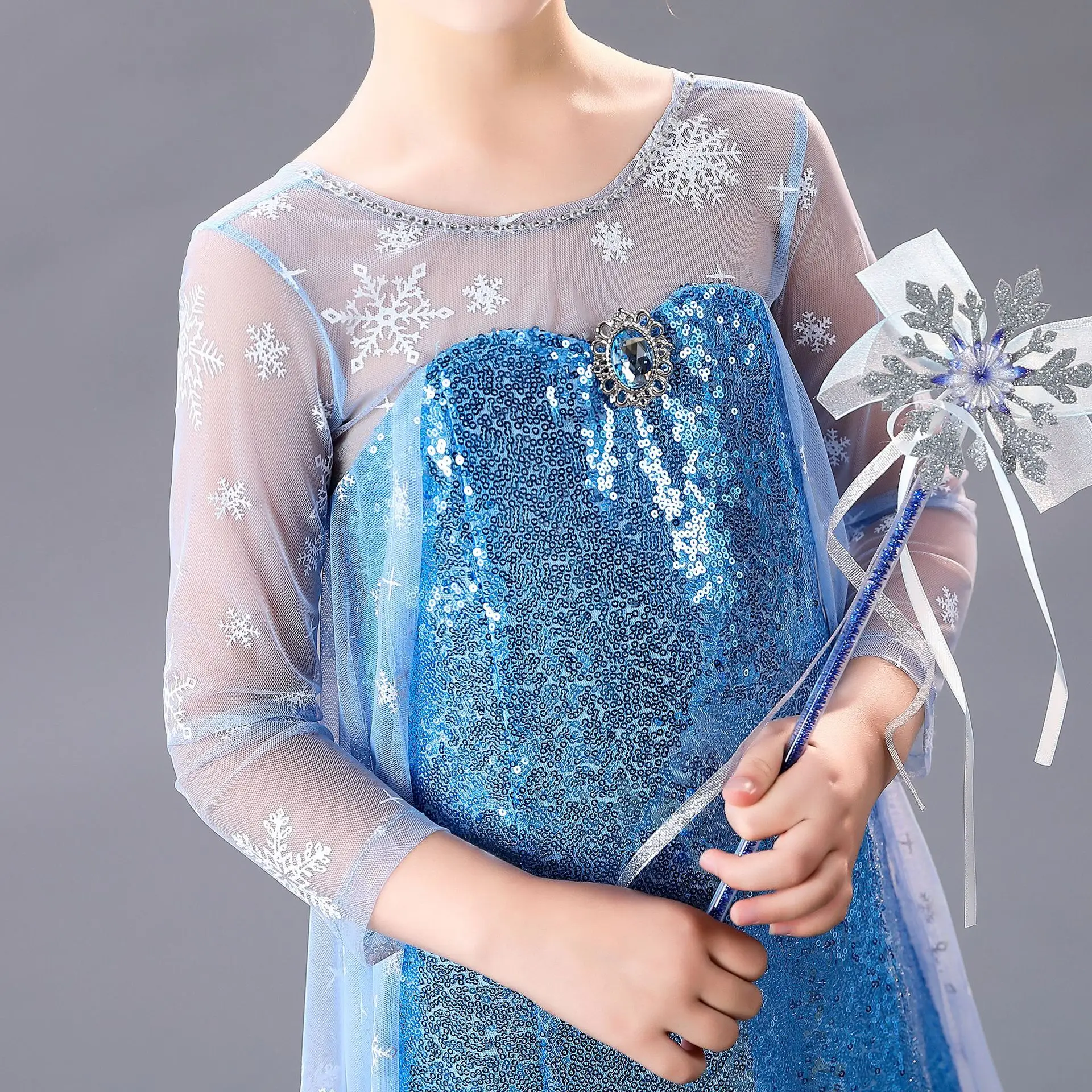 Aisha Princess Dress Blue Frozen Girls Western Style — feature 9