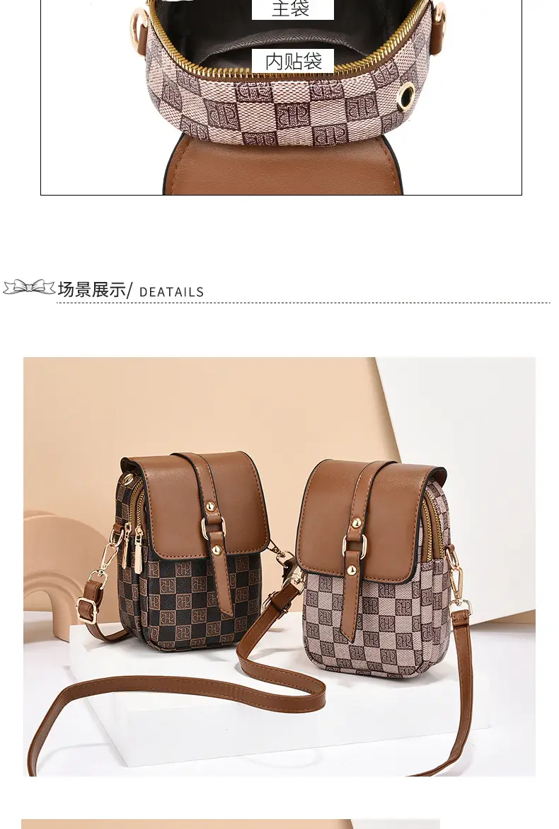 Women's Mini Crossbody Phone Bag Brown Leather — feature 10