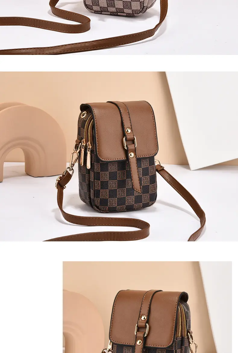 Women's Mini Crossbody Phone Bag Brown Leather — feature 13