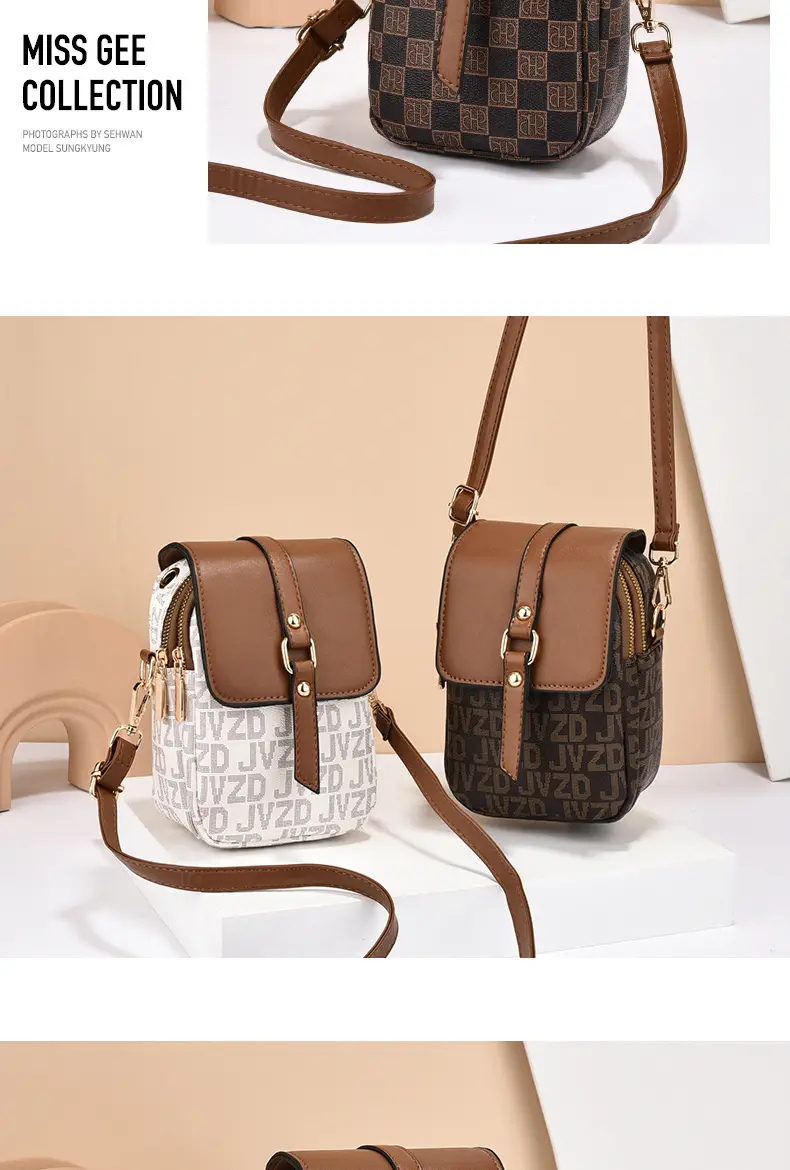 Women's Mini Crossbody Phone Bag Brown Leather — feature 14