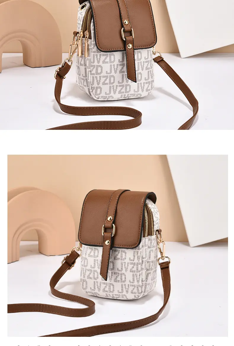Women's Mini Crossbody Phone Bag Brown Leather — feature 15
