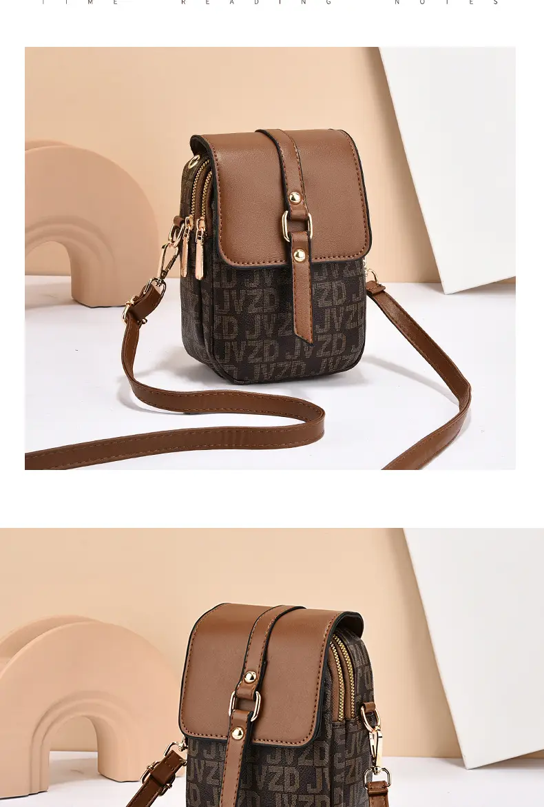 Women's Mini Crossbody Phone Bag Brown Leather — feature 16