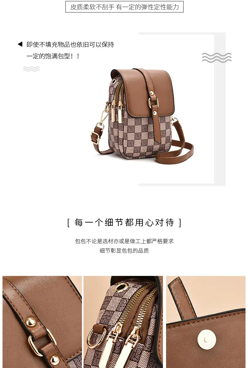 Women's Mini Crossbody Phone Bag Brown Leather — feature 3