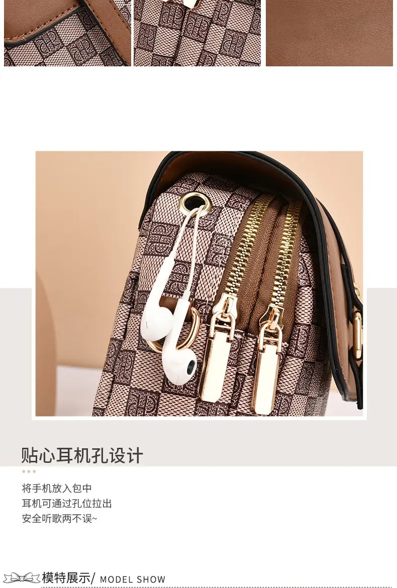 Women's Mini Crossbody Phone Bag Brown Leather — feature 4