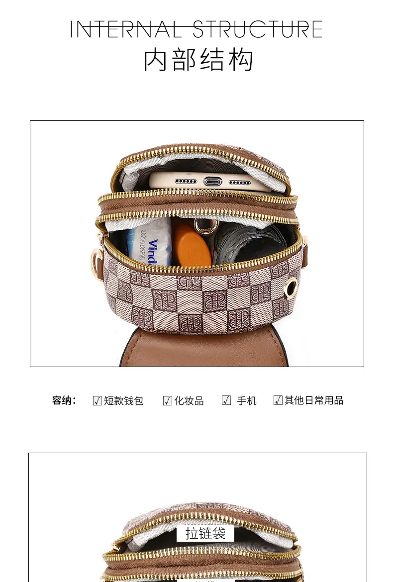 Women's Mini Crossbody Phone Bag Brown Leather — feature 9