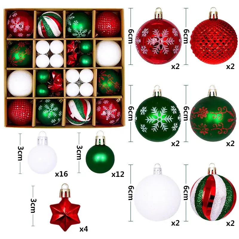 Cross-Country Christmas Balls 44PCs Gold Electroplated 3-6cm - Image 15
