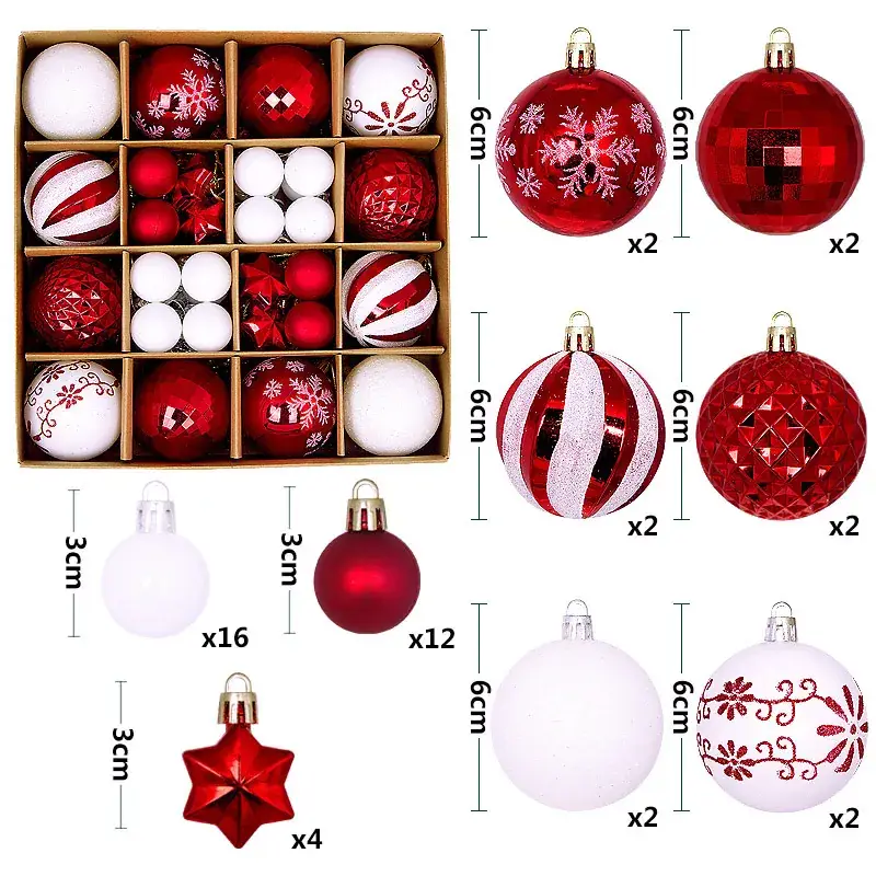 Cross-Country Christmas Balls 44PCs Gold Electroplated 3-6cm - Image 16