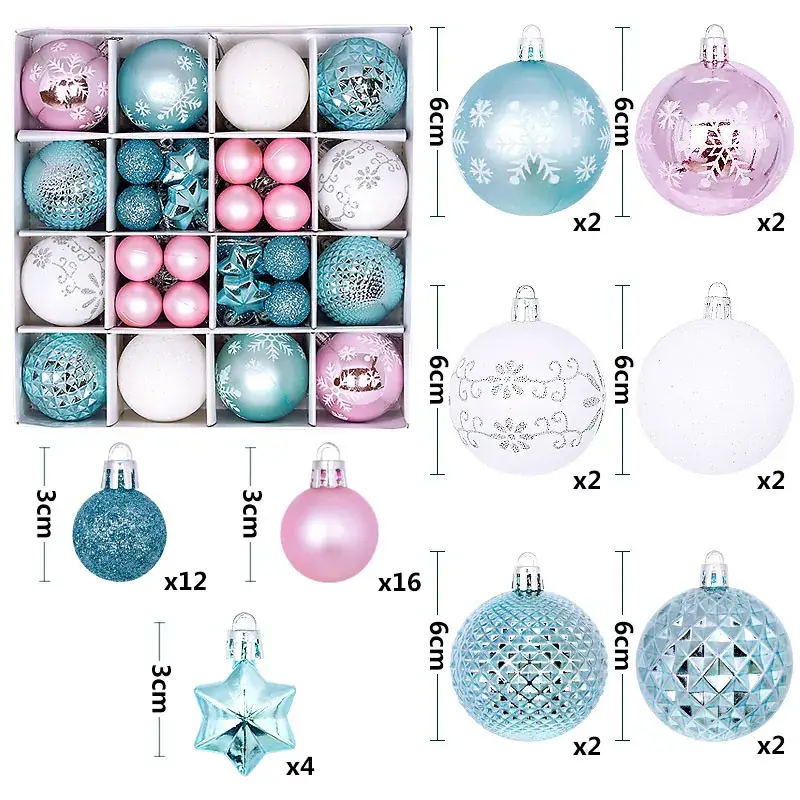 Cross-Country Christmas Balls 44PCs Gold Electroplated 3-6cm - Image 17