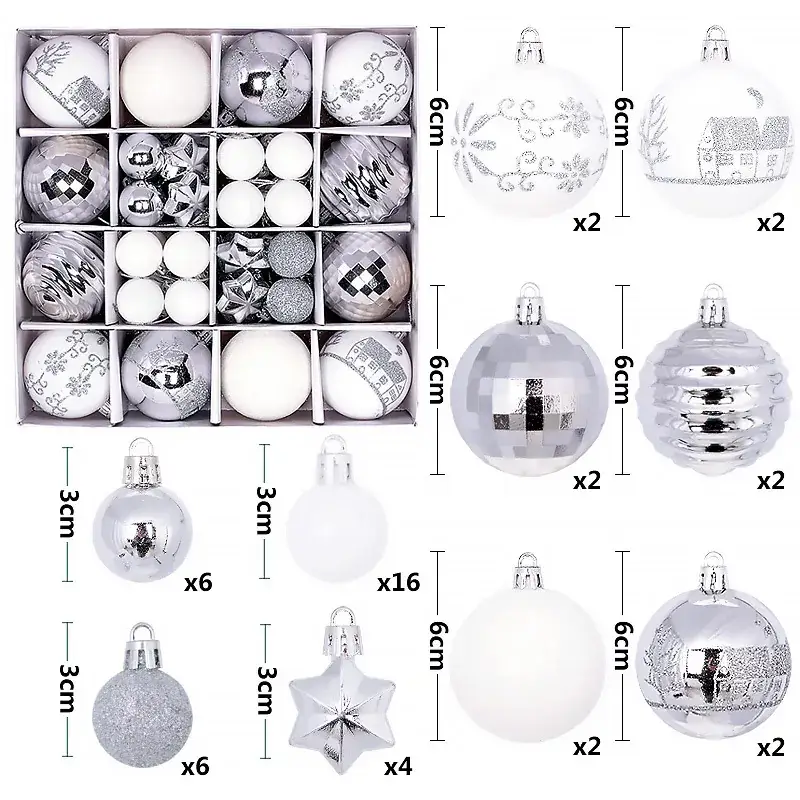 Cross-Country Christmas Balls 44PCs Gold Electroplated 3-6cm - Image 19