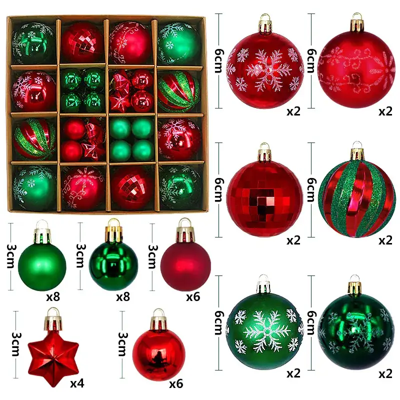 Cross-Country Christmas Balls 44PCs Gold Electroplated 3-6cm - Image 2