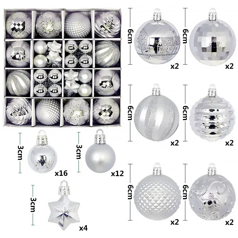 Cross-Country Christmas Balls 44PCs Gold Electroplated 3-6cm - Image 26