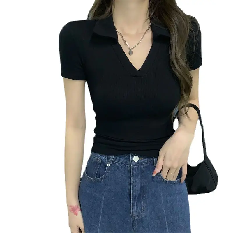 Women V-Neck Slim Fit T-Shirt Summer 2023 - Image 9