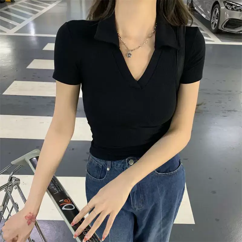 Women V-Neck Slim Fit T-Shirt Summer 2023 — feature 11