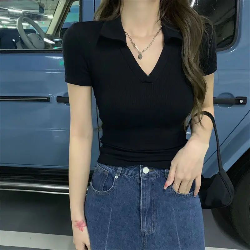 Women V-Neck Slim Fit T-Shirt Summer 2023 - Image 2