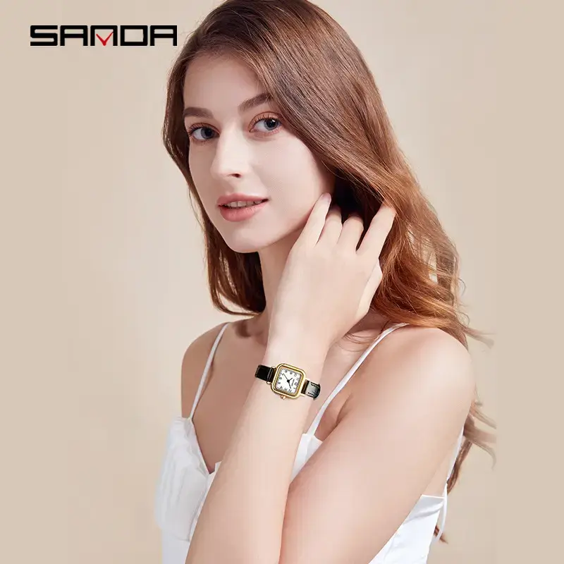 Sanda Women's Gold Square Dial Quartz Belt Watch - Image 20