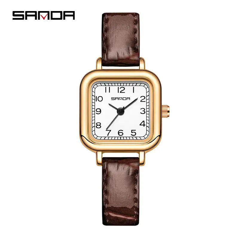 Sanda Women's Gold Square Dial Quartz Belt Watch - Image 23