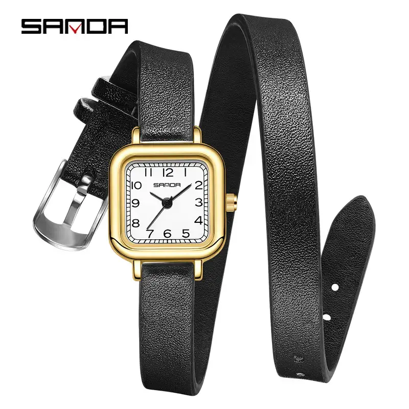 Sanda Women's Gold Square Dial Quartz Belt Watch - Image 14