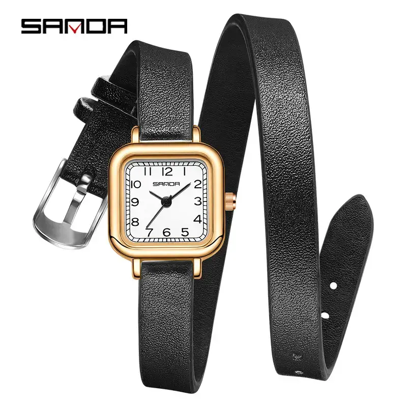 Sanda Women's Gold Square Dial Quartz Belt Watch - Image 15